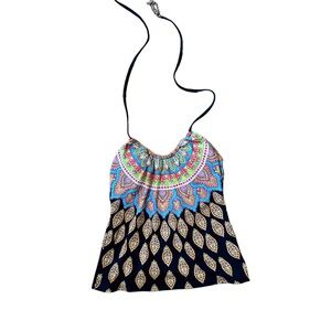 Trina Turk Black Multi-Color Halter One-Piece Swimsuit